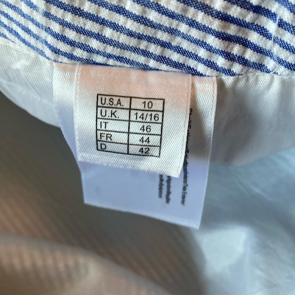 Brooks Brothers Womens Classic Blue White Striped Seersucker Pencil Skirt SZ 10P - Picture 7 of 9